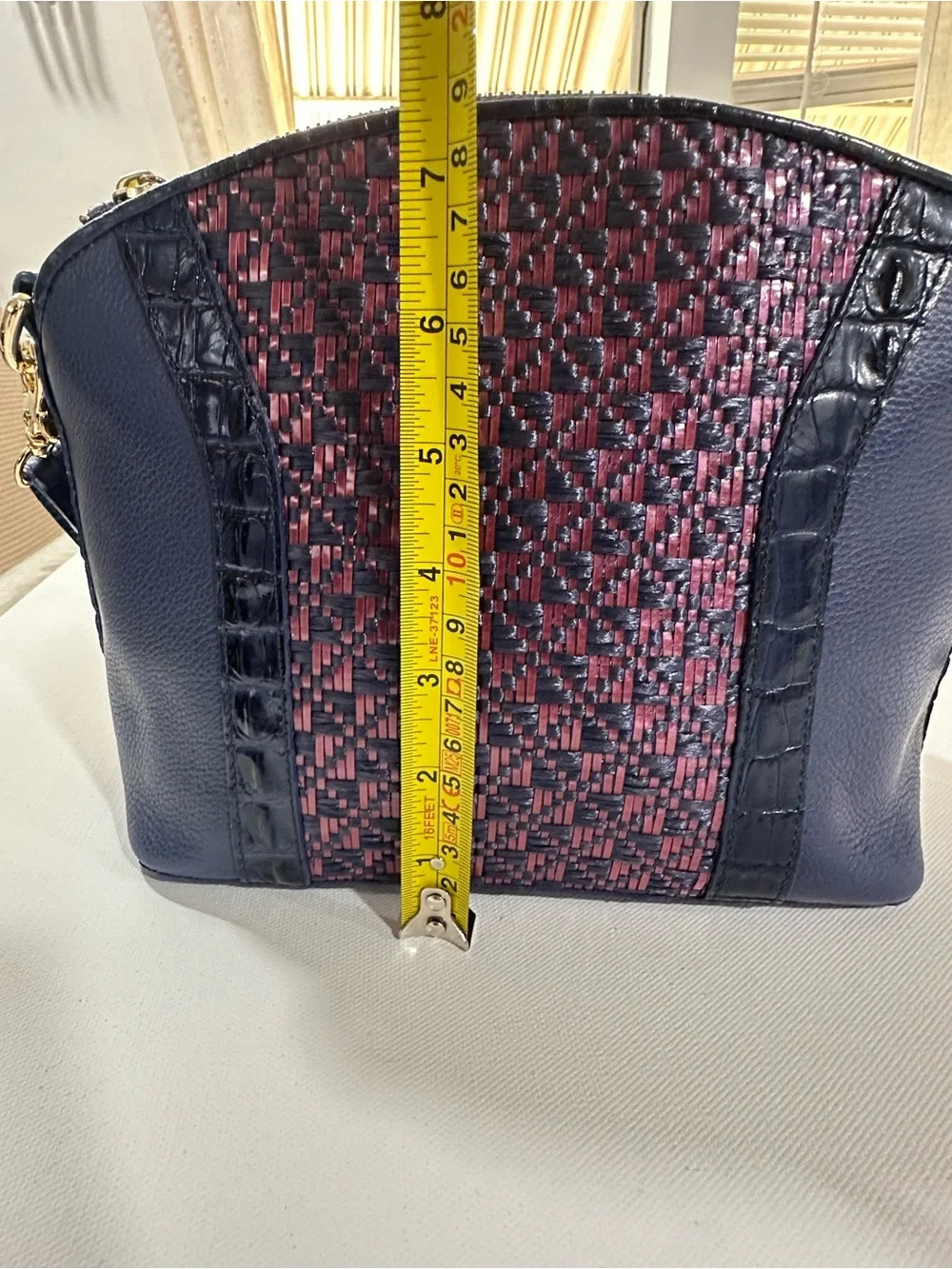Brahmin Special Edition Navy Croc & Metallic Woven Crossbody Pristine Condition